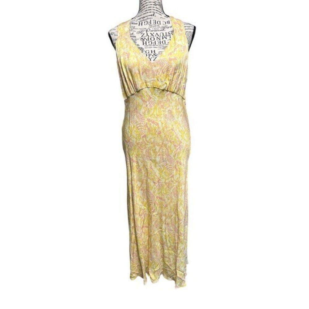 Whistles Women’s Yellow Camo Safari Midi Dress Zebra Boho Sleeveless
